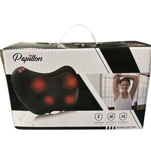Papillon 3D Shiatsu Massager Neck/Back Pillow Heated Deep Massage Adjustable